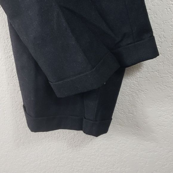 Gerald Austin Black Cuffed Pleated Wool Slacks - Picture 4 of 14